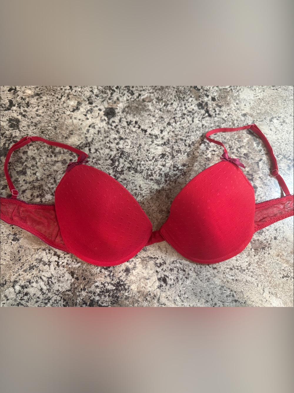 Xhilaration Red Padded Lace-Trim Bra